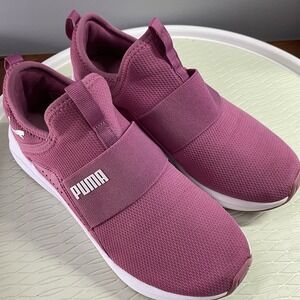 PUMA Mauve Pink‎ W/White Shoe Soft ride sophia slip-on Sneaker Sz.8.5